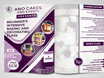 Ano Cakes and Events Brochure Design design graphic design