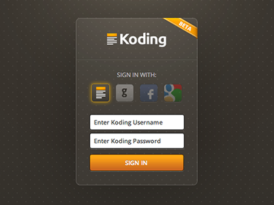 Sign in with Koding koding login signin ui