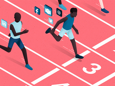 The Race To Digital Authority illustration isometric people race running social media vector