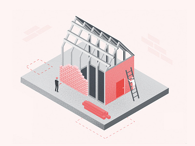 Building a House building house illustration isometric texture vector