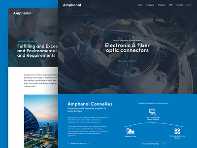 Amphenol design industrial large header responsive ui website