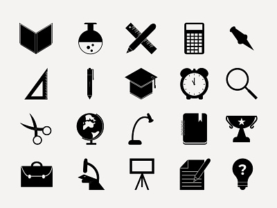 Education Glyph Icon Set