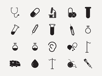 Healthcare and Medical Glyph Icon Set