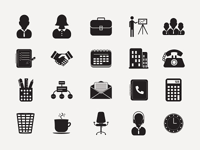 Business and Office Glyph Icons business business icon design glyph icon graphic design icon icon design iconography illustration logo office office icon office icon set