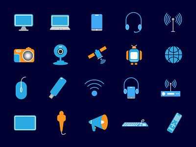 Flat Technology and Multimedia icons design graphic design icon icon design iconography illustration logo multimedia multimedia icons technology technology icons vector