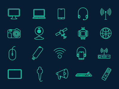Linear Technology and Multimedia icons design graphic design icon icon design iconography illustration linear multimedia icons linear technology icons logo multimedia technology vector