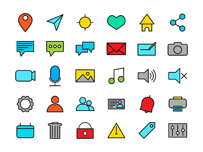 30 Linear Fill Essential Icon Pack Vector Illustrations