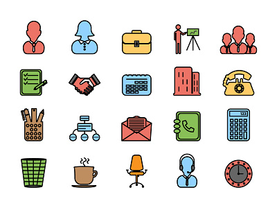 Business and Office Linear Fill Icons business design graphic design icon icon design iconography illustration linear fill business linear fill office icon logo office vector