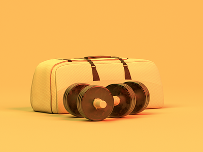Sport Gym Icons 3d ads bag baggage black c4d cgi design dumbbell gym icon illustration log in octane poster sport weight yellow