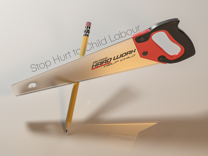 Child Labour web modeling octane poster design isometric pencil child c4d cinema4d