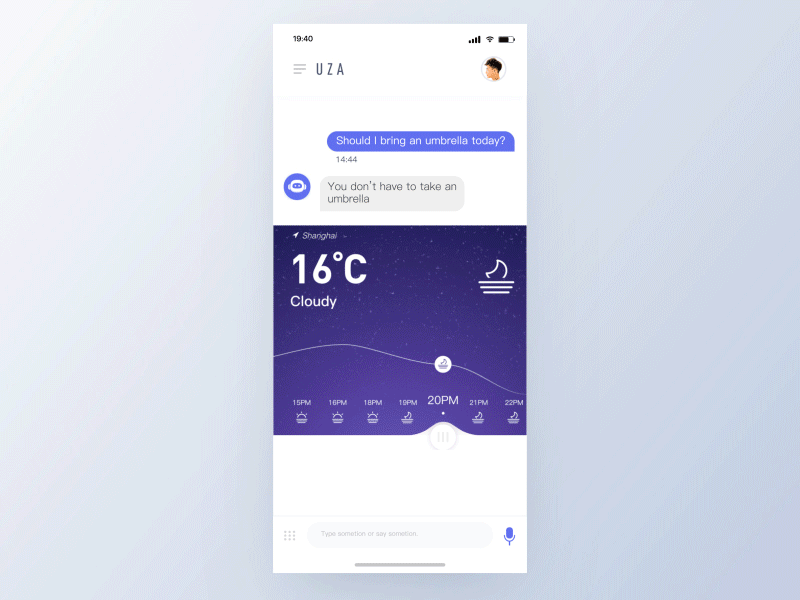 Voice Assistant assistant chat interface ui voice weather