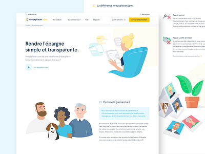 Mieuxplacer.com - About page about finance illustration ui