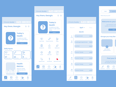 Chronic Buddy app branding design figma graphic design health healthcare app illustration interface design logo ui