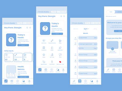 Chronic Buddy app branding design figma graphic design health healthcare app illustration interface design logo ui