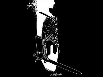 Wonder Woman Negative Line Art debut gal gadot justice league wonder woman