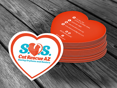 Cat SOS logo & business card design business card cat cat sos heart logo logo design rescue shelter sos stationary