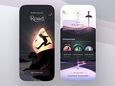 Road App - Goals Journal app daily design goals illustration milestones road ui uiux ux