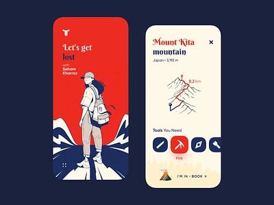 Let s get lost - Adventure App adventure adventure app adventures app book design illustration map mountain trak ui uiux ux