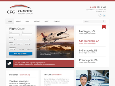 Charter Flight Group clean logo design simple web design
