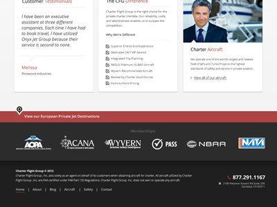 Charter Flight Group Site Bottom clean logo design simple web design