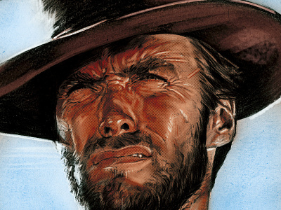 Portrait of Clint Eastwood actor alternative movie poster clind eastwood film illustration movie portrait poster western