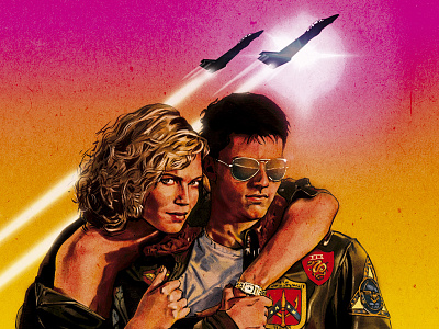 Top Gun alternative movie poster advertising digital painting fan art figures illustration pen and ink planes portrait poster