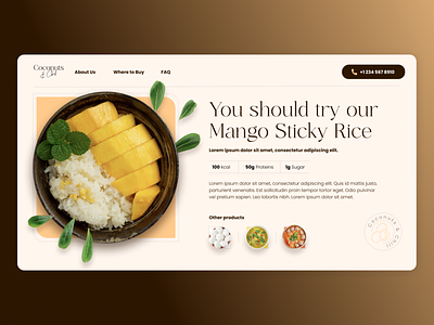 Coconuts & Chill | Dish Detail coconut dish mango menu page product page restaurant ui ux web page