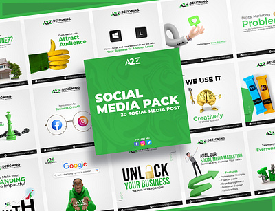 Social Media Post Design | Green a2z a2zdesigning alikhanzada creativepost facebookpost instagrampost post collection postdesign social media post collection socialmediapost