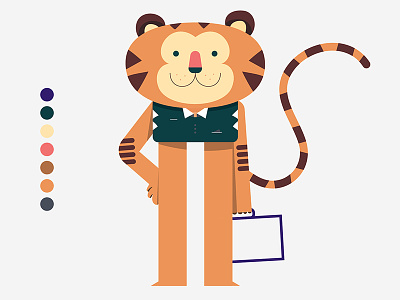 Animals 2d animals animation bussines character characterdesign flatdesign illustration office style tiger
