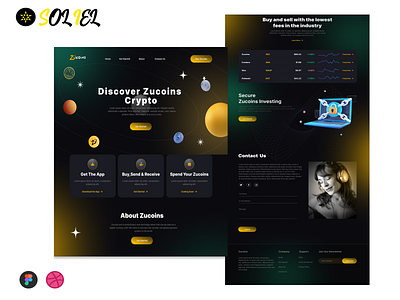 Redesign Zucoins Crypto Website branding crypto dark design figma frontend illustration logo ui ux webdevelopment zucoins