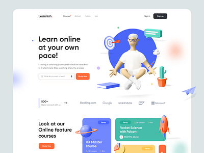 Online Learning Web Design 3d animation branding css design graphic design html illustration landing page logo motion graphics online learning web design ui ux vector