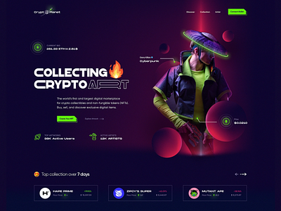 Crypto Art Collection Buy And Sell Market Place Design 3d animation branding css design graphic design html illustration landing page logo motion graphics ui ux vector