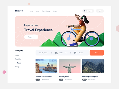 Travel Experience Web Landing Page 3d animation branding css design graphic design html illustration landing page logo motion graphics ui ux vector