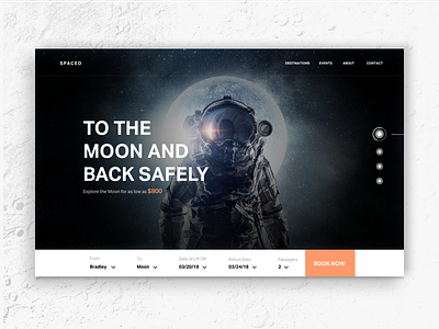 SPACED Homepage dark design homepage moon space spaced spacedchallenge themoon travel ui ux
