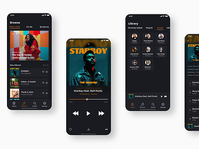 Music App app art direction concept dark design music music app typography ui uidesign ux uxdesign