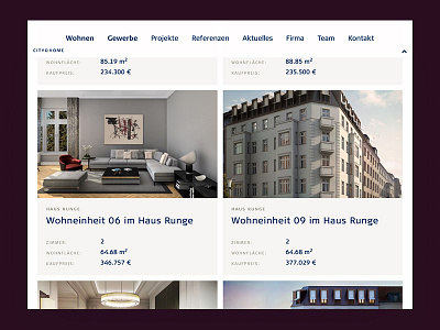Tablet View of City & Home Website berlin real estate responsive tablet webdesign website