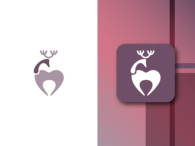 Deer Heart Logo animal branding deer design graphic design heart logo nature vector