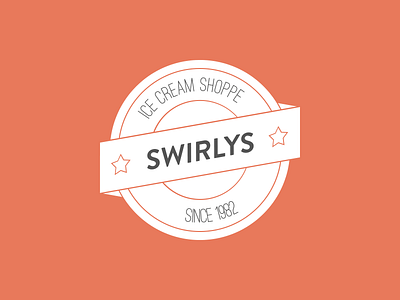 Swirly's Ice Cream Shoppe badge circle dreamsicle ice cream modern orange retro shoppe star swirlys take