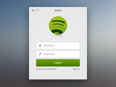 Spotify Login Window app application download for free freebie green login mac music password photoshop psd spotify ui username window