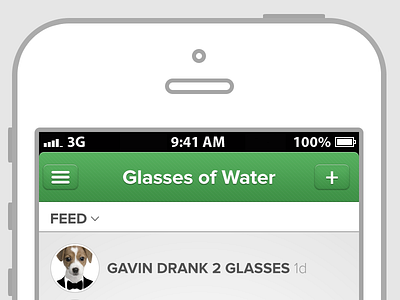 Glasses of Water iPhone Concept app application concept glasses green ios iphone native of ui ux water web