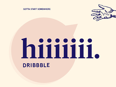 Hiiiiiii Dribbble bubble clean debut design firstshot hand hello hellodribbble illustration minimal pink typography