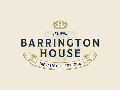 Barrington House – Primary Logo banner branding clean coatofarms cross hatching crown design identity illustration logo logodesign typography