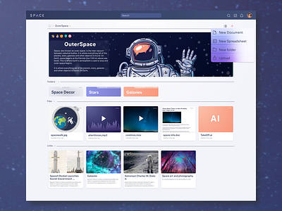 Space - Category page clean cloud storage organization simple space ui ux