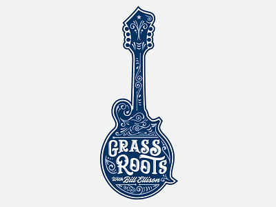 Grassroots logo bluegrass mandolin mississippi public broadcasting radio retro