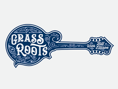 Grassroots logo (horizontal version) bluegrass decorative grassroots logo mandolin radio show retro vintage