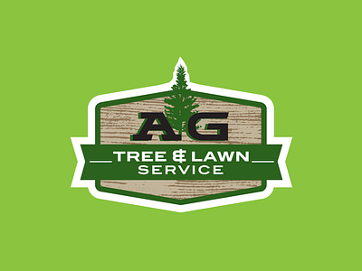 AG Tree and Lawn Service badge graphic design grass green lawn letter a letter g logo tree wood