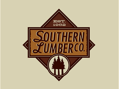 Southern Lumber logo retro southern lumber trees