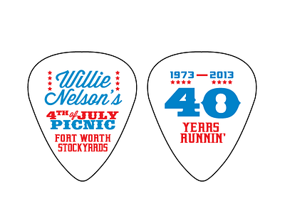 Willie 4th 2 4th of july guitar pick picnic willie nelson