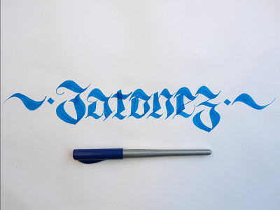 Jatonez calligraphy design gothic handletters ink jato jatonez logo nib parallel pen