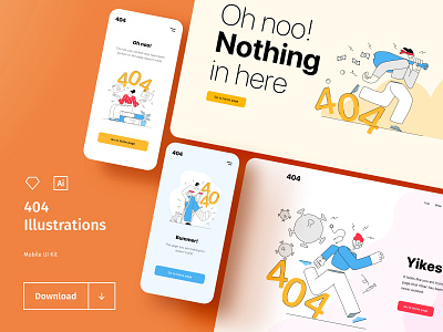 404 illustrations - freebie 404 business character covid covid19 design ecommerce education finance fintech flat design freebies graphic design hand drawn health illustration material design mobile app sport web app